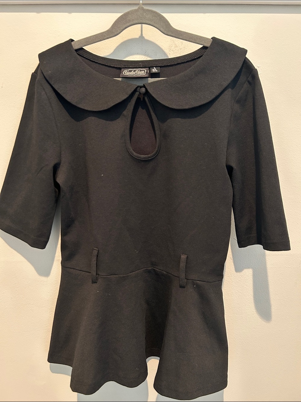 Voodoo Vixen Black Peter Pan Collar Peplum Dress for Kids